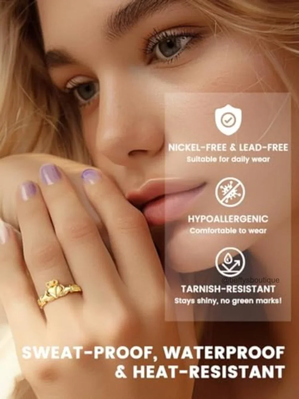 Sterling Silver Claddagh Ring Celtic Knot Ring Women Gold Vermeil Band Stackable